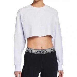 ALO Yoga Double Take Sweatshirt Crop in White M
